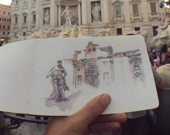 340x270 Trevi Painting Etsy - Trevi Fountain Sketch