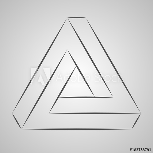 500x500 Sketch Paradox Triangle. Vector Trigon. Penrose Shape On Gray - Triangle Sketch