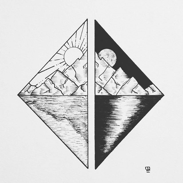 640x640 Tattoo - Triangle Sketch