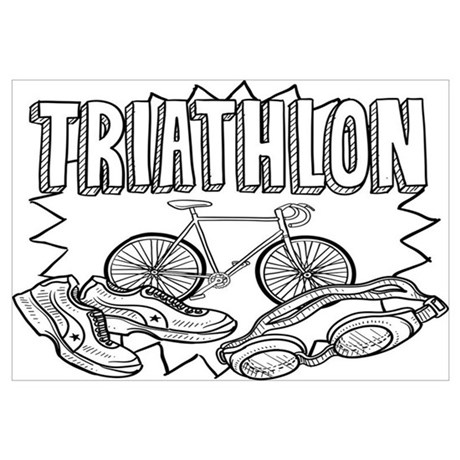 460x460 Triathlon Sketch Framed Print - Triathlon Sketch