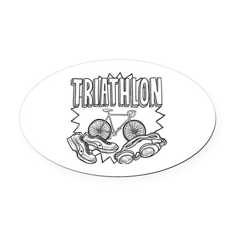 460x460 Triathlon Sketch Oval Car Magnet By Admin Cp70839509 - Triathlon Sketch