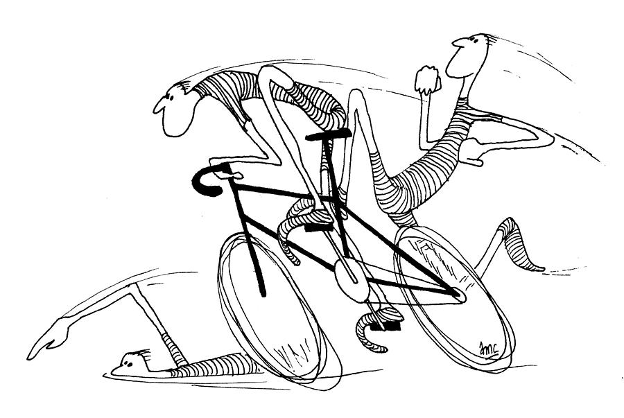 900x603 Le Triathlon De La Gaude Drawing By David Connaughton - Triathlon Sketch