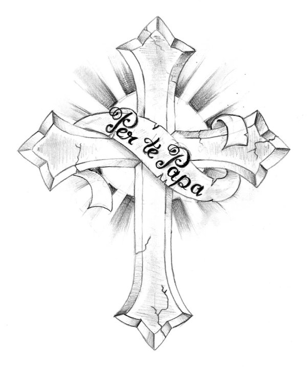 600x720 Cross Drawings Desktop Backgrounds - Tribal Cross Sketch