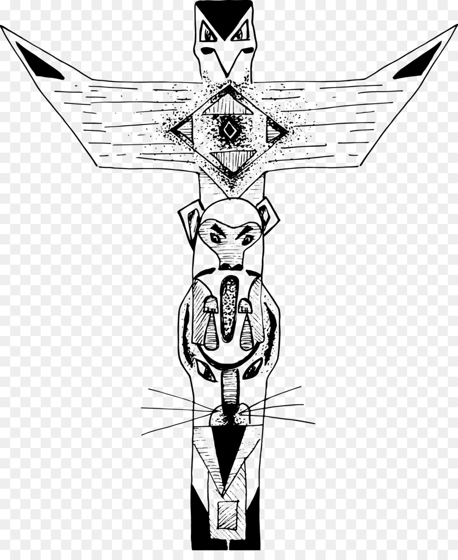 900x1100 Drawing Monochrome Sketch - Tribal Cross Sketch