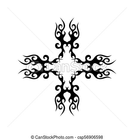 450x470 Tattoo Tribal Vector Design Sketch. Cross Art Decorative Black - Tribal Cross Sketch