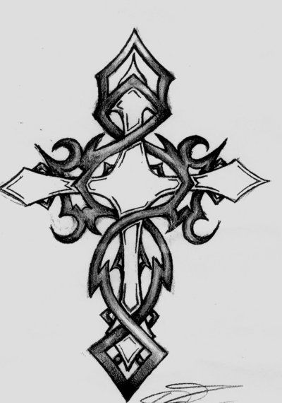400x570 Sketches Of Crosses Tribal Cross By ~edwards08 - Tribal Cross Sketch