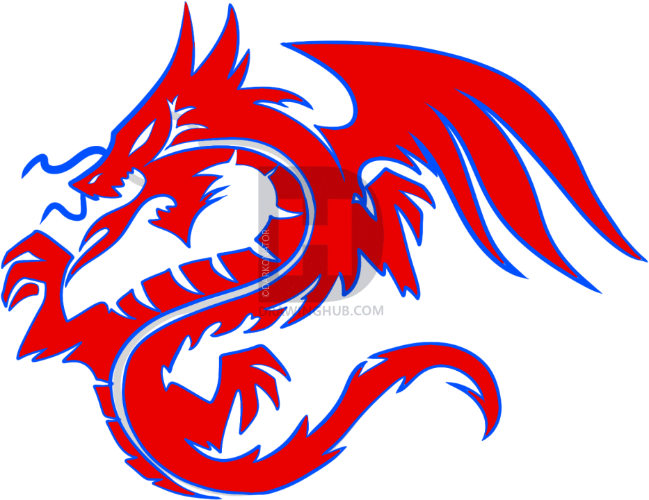 933x720 How To Draw A Dragon Tribal, Tribal Dragon Tattoo, Step By Step - Tribal Dragon Sketch