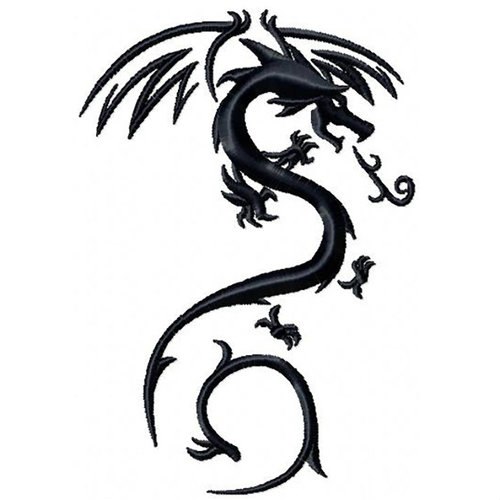 500x500 Machine Embroidery Design - Tribal Dragon Sketch