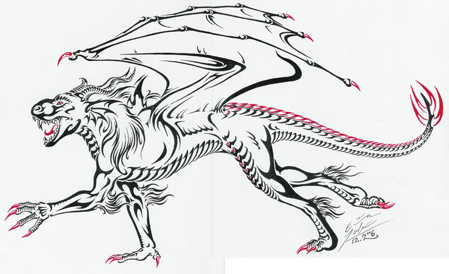 880x537 Tribal Dragon For Zhon By Paperiapina - Tribal Dragon Sketch