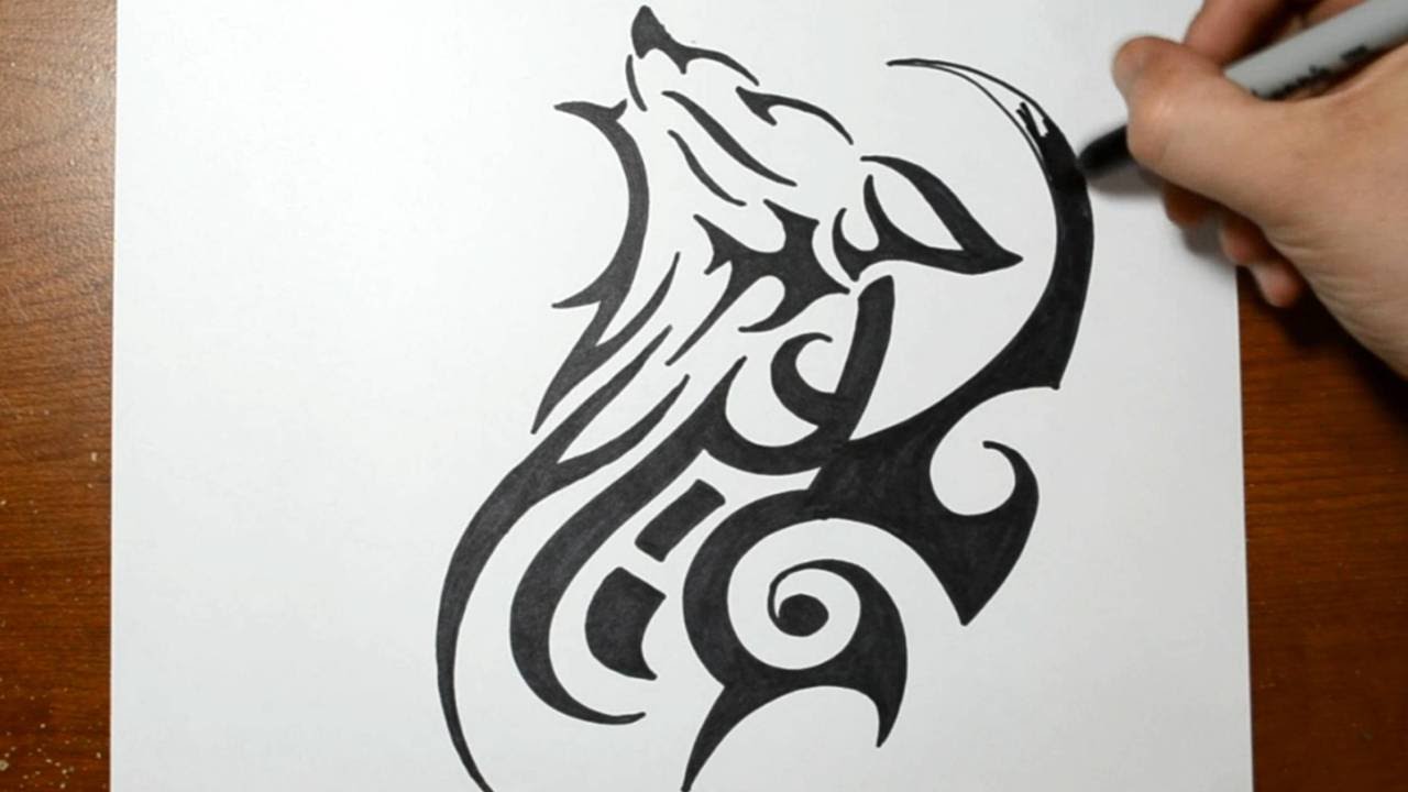 1280x720 How To Draw A Tribal Wolf Tattoo Design - Tribal Sketches