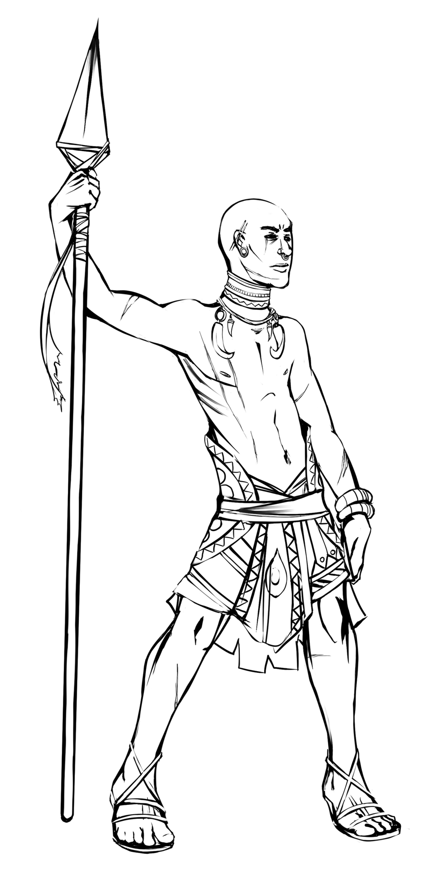 898x1800 Rhamka Tribal Warrior - Tribal Sketches