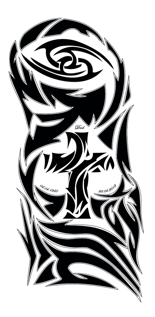 500x1024 Commissioned Tribal Shoulder To Elbow Zodiac Cross Tattoo - Tribal Tattoo Sketch