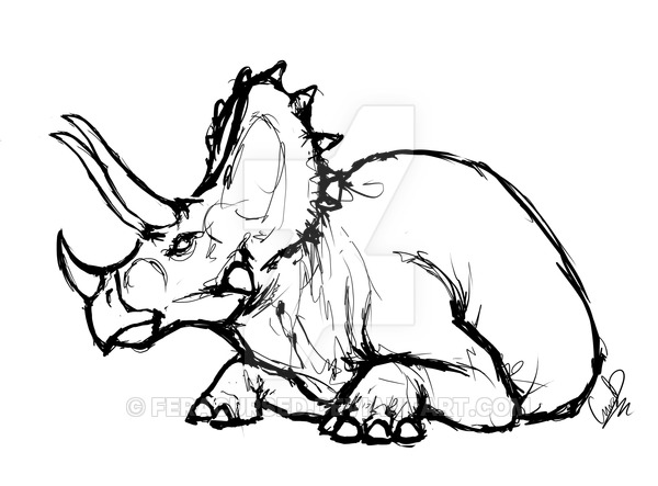600x443 Triceratops Sketch By Feracursed - Triceratops Sketch