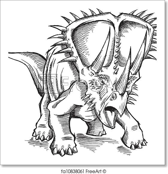 561x581 Free Art Print Of Sketch Triceratops Dinosaur Vector. Sketch - Triceratops Sketch