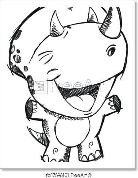 450x580 Free Art Print Of Triceratops Dinosaur Sketch Drawing. Triceratops - Triceratops Sketch