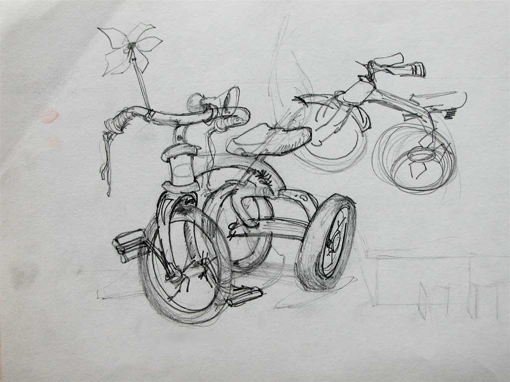 1024x768 Tricycle Sketch Rendering From Memory... The For Runner - Tricycle Sketch