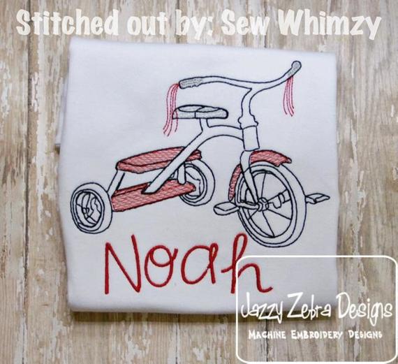 570x521 Tricycle Sketch Machine Embroidery Design Instant Download Etsy - Tricycle Sketch