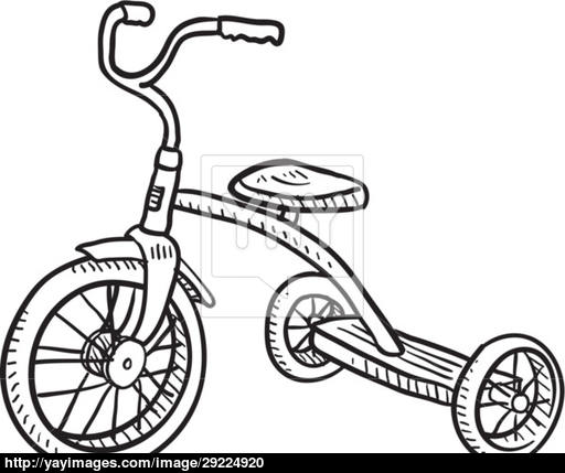 512x429 Tricycle Sketch Vector - Tricycle Sketch