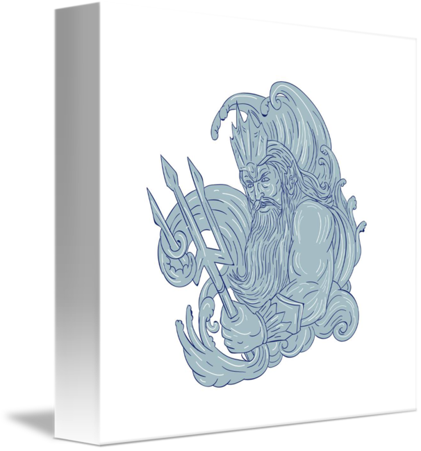 606x650 Poseidon Trident Waves Drawing By Aloysius Patrimonio - Trident Sketch