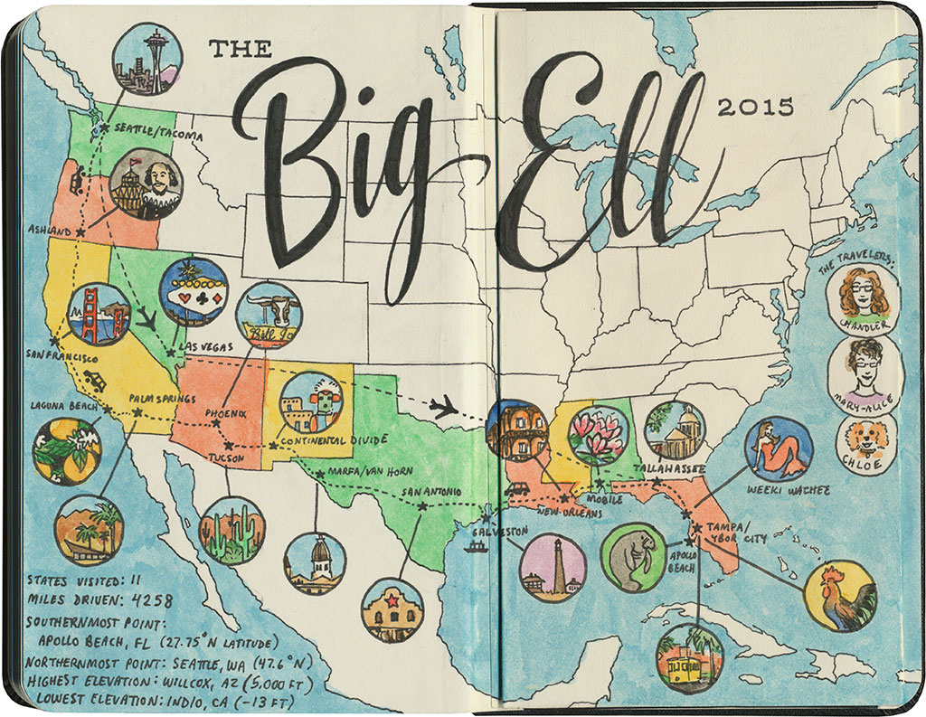 1024x793 The Final Tally Drawn The Road Again - Trip Sketch