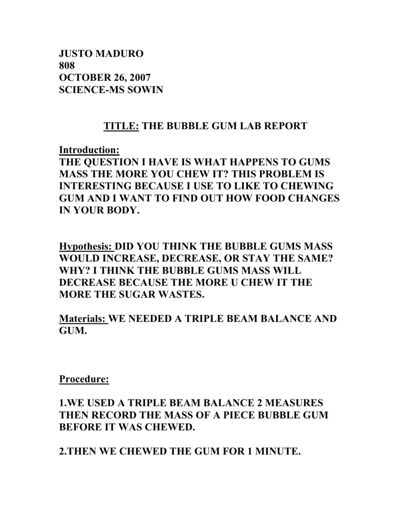 791x1024 Justo M Bubble Gum Lab Report - Triple Beam Balance Sketch