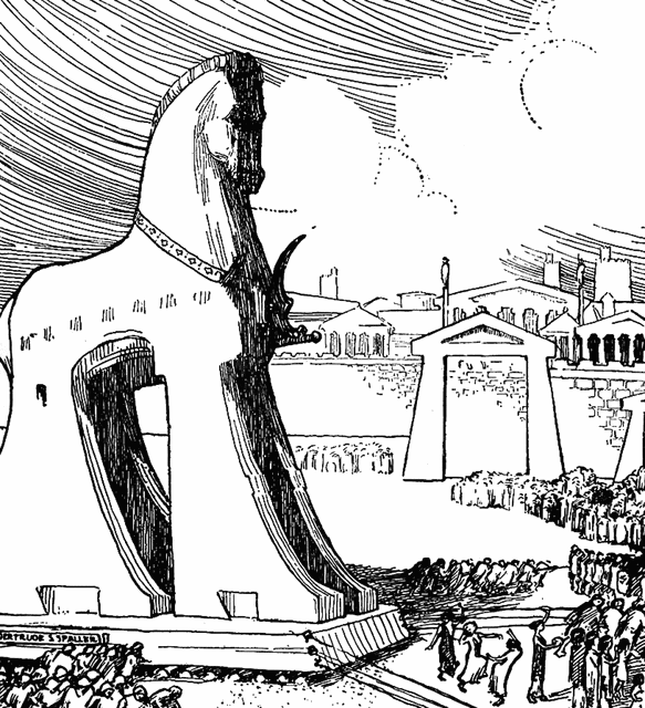 583x640 The Wooden Trojan Horse Clipart Etc - Trojan Horse Sketch