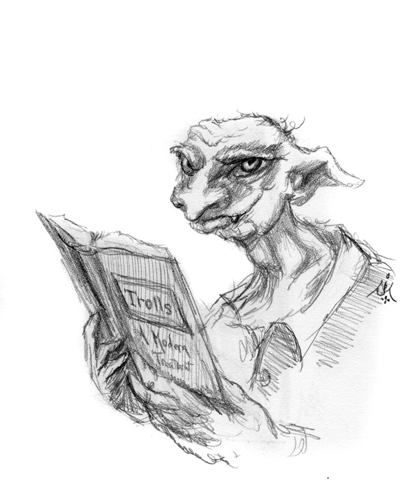 577x700 Reading Troll Jef Murray Studios - Troll Sketch