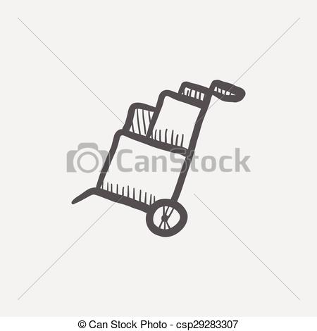 450x470 Trolley With Boxes Sketch Icon For Web And Mobile. Hand Drawn - Trolley Sketch