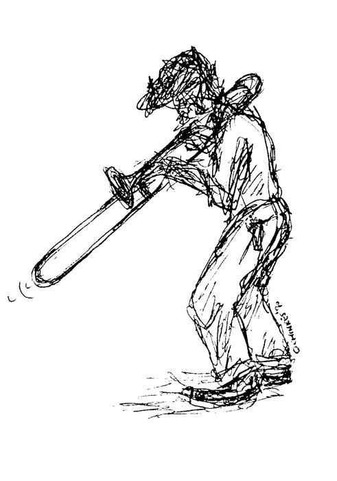 491x700 Nice Sketch I Play The Trombone Sketches, Trombone - Trombone Sketch