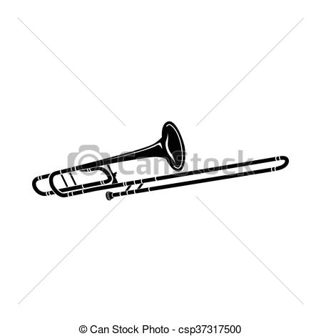 450x470 Trombone Music Instrument Icon, Black Simple Style. Trombone - Trombone Sketch