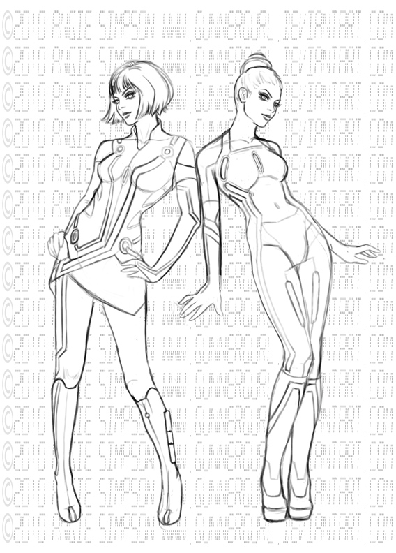 568x792 Ladies Of Tron Sketch By Gunnergurl - Tron Sketch