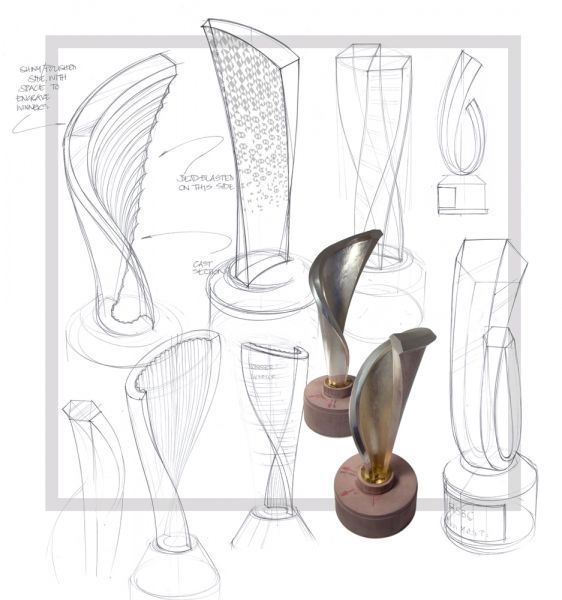 562x600 Trophy Design Entries, Cochin Interior Design Sculpture - Trophy Sketch