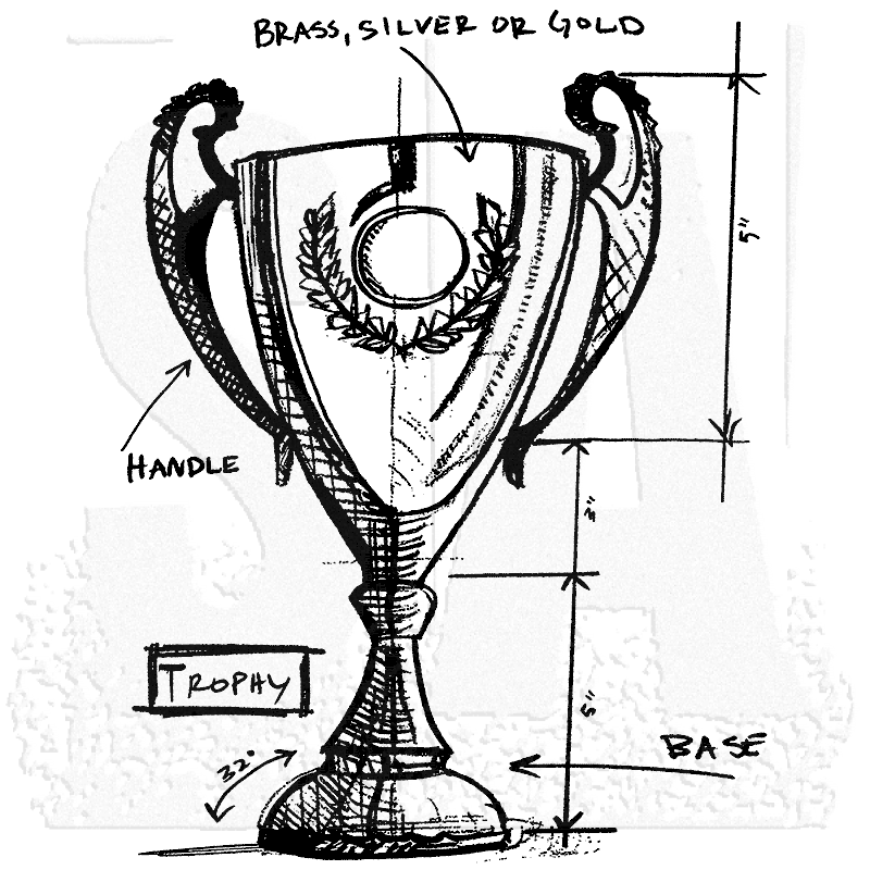 800x800 Tim Holtz Wood Mounted Stamp - Trophy Sketch