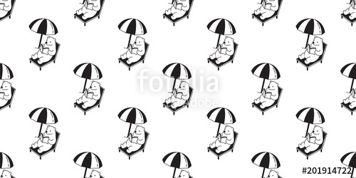 500x250 Bear Seamless Pattern Polar Bear Vector Isolated Tropical Beach - Tropical Beach Sketch