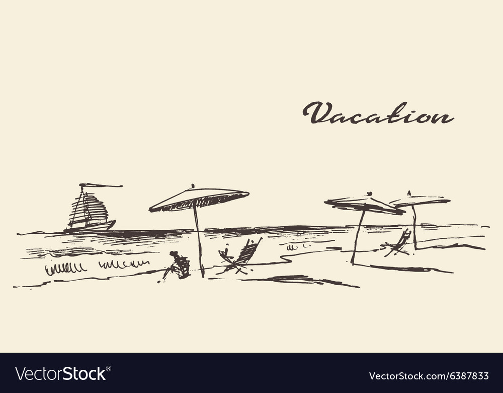 1000x780 Drawn Beach Sketch 3255752 - Tropical Beach Sketch