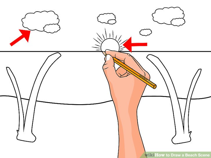 728x546 How To Draw A Beach Scene 6 Steps (With Pictures) - Tropical Beach Sketch
