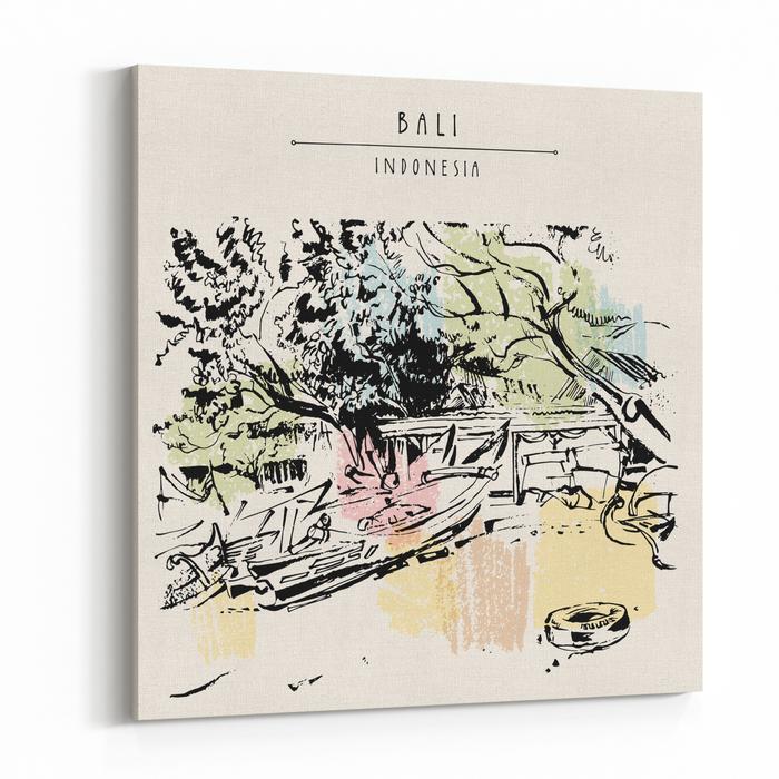 700x700 Jimbaran, Bali, Indonesia, Tropical Beach, Sand, Trees, Fishing - Tropical Beach Sketch