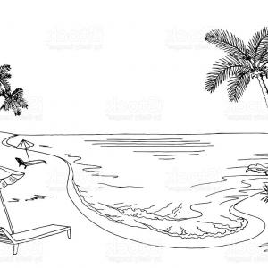 300x300 Photothe Vector Silhouette Girl On Tropical Beach Geekchicpro - Tropical Beach Sketch