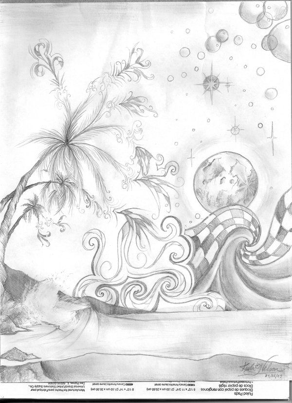 600x826 Collection Of Tropical Scenery Drawing High Quality, Free - Tropical Beach Sketch