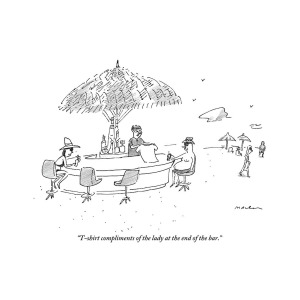 300x300 A Bartender At A Tropical Beach Bar Hands Drawing By Michael Maslin - Tropical Beach Sketch