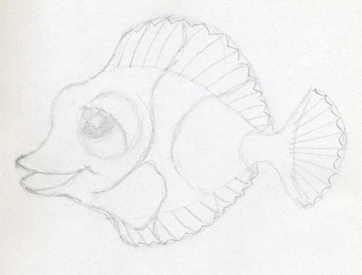 731x556 Original Cartoon Fish Drawing - Tropical Fish Sketch
