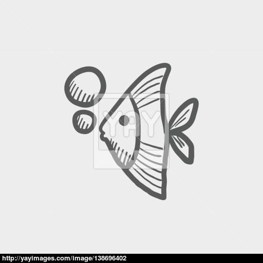 512x512 Tropical Fish Sketch Icon Vector - Tropical Fish Sketch