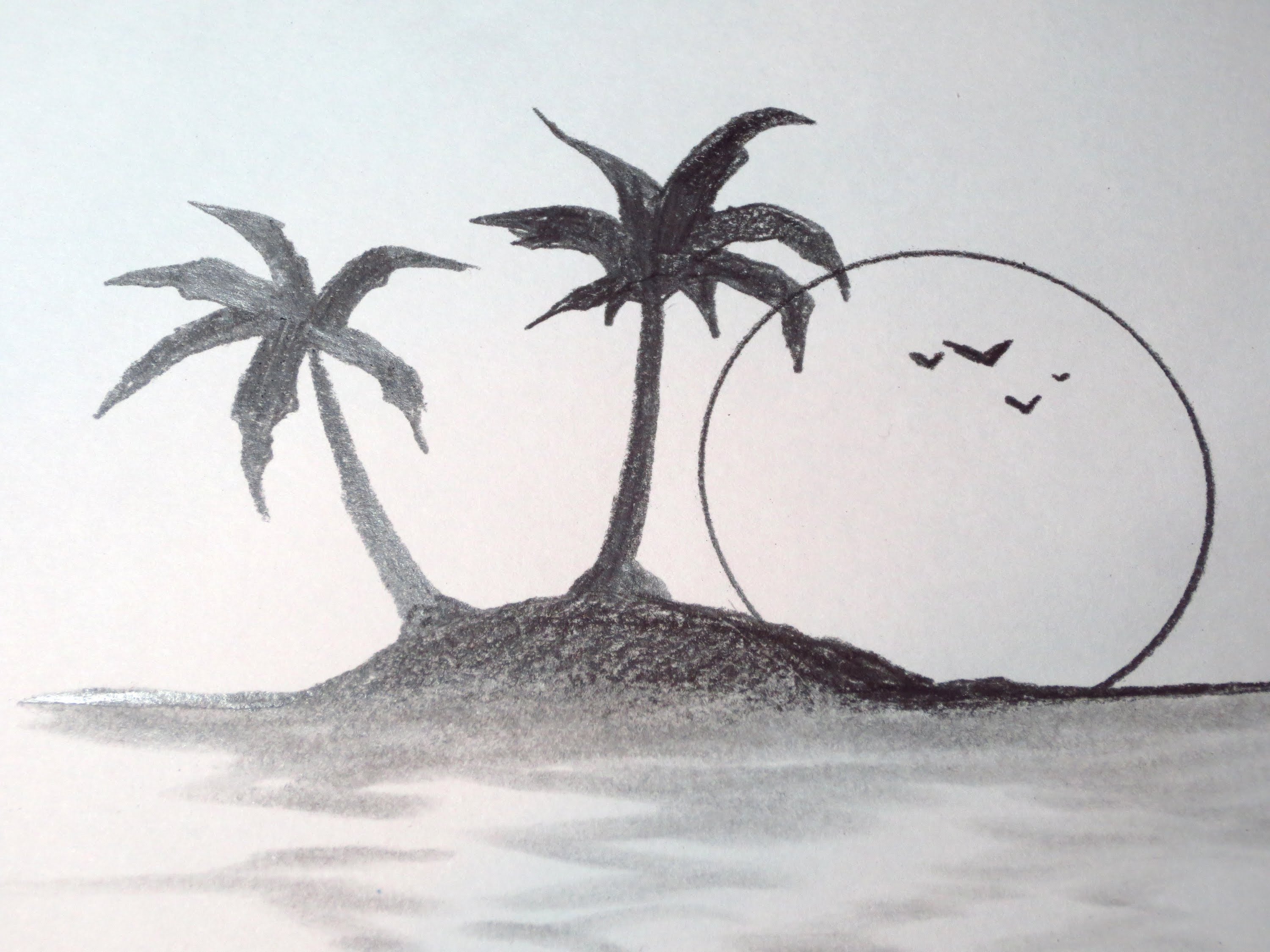 3000x2250 How To Draw A Tropical Island - Tropical Sketch