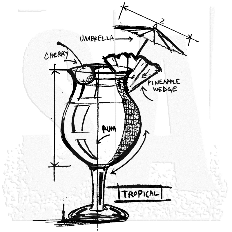 800x800 Tim Holtz Wood Mounted Stamp Tropical Sketch U1 3185 - Tropical Sketch