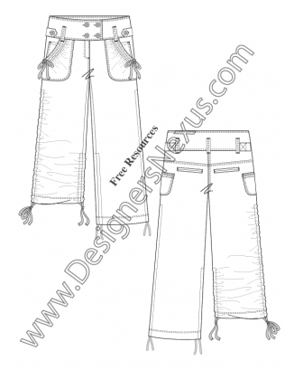 316x409 Free Downloads Illustrator Pants Flat Sketches - Trouser Sketch