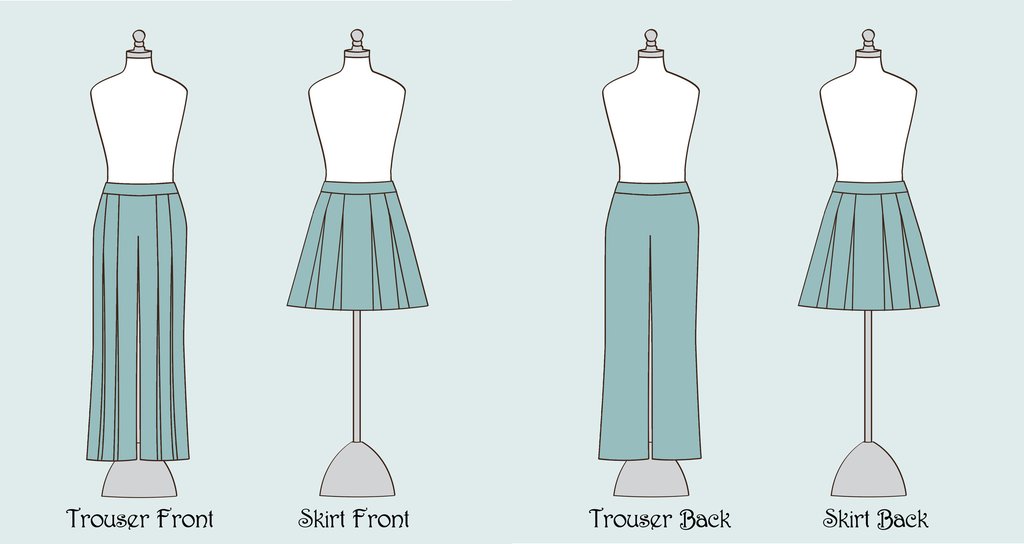 1024x544 Whitney Misses Trousers Amp Skirt Pattern By Vft Violette Field - Trouser Sketch