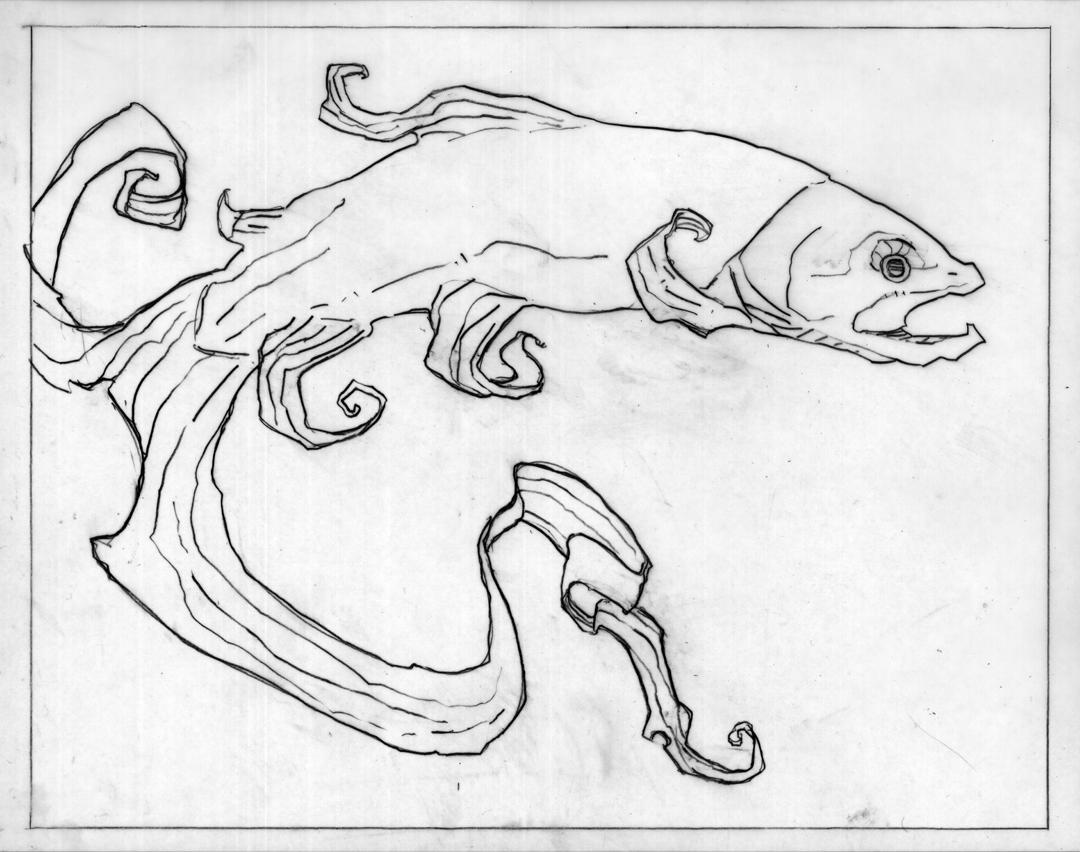 1080x852 Trout Sketch Sketches Anthony Granato - Trout Sketch