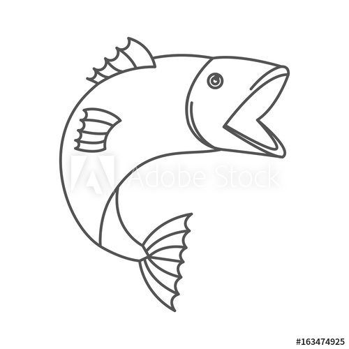 500x500 Sketch Silhouette Of Open Mouth Trout Fish Vector Illustration - Trout Sketch