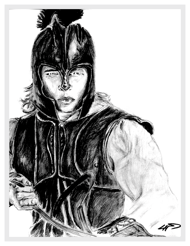 624x810 Sketch Of Brad Pitt From The Film Troy By Chorvath8 - Troy Sketch