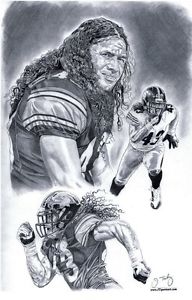 192x300 Troy Polamalu Of Pittsburgh Steelers Sketch Poster Art Ebay - Troy Sketch